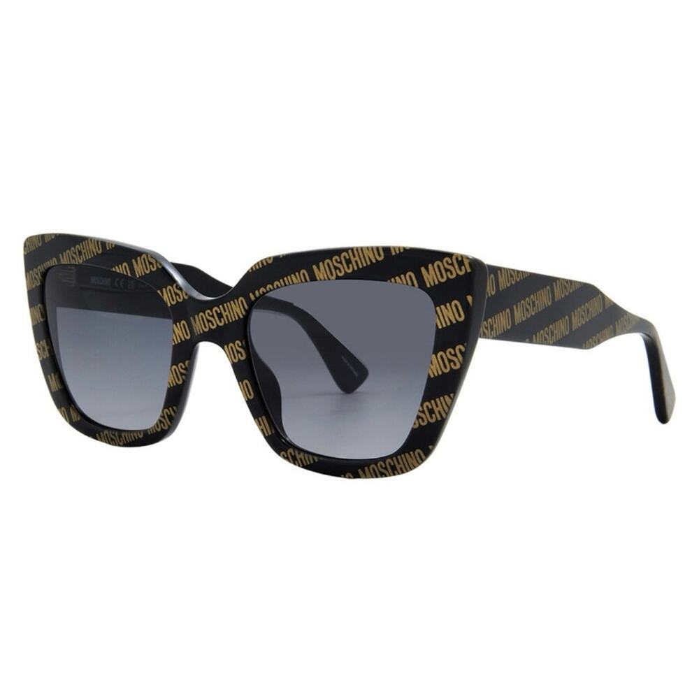 New! Moschino Black Sunglasses with Gold Logo Pattern, MOS148/S 7RM9O, Authentic